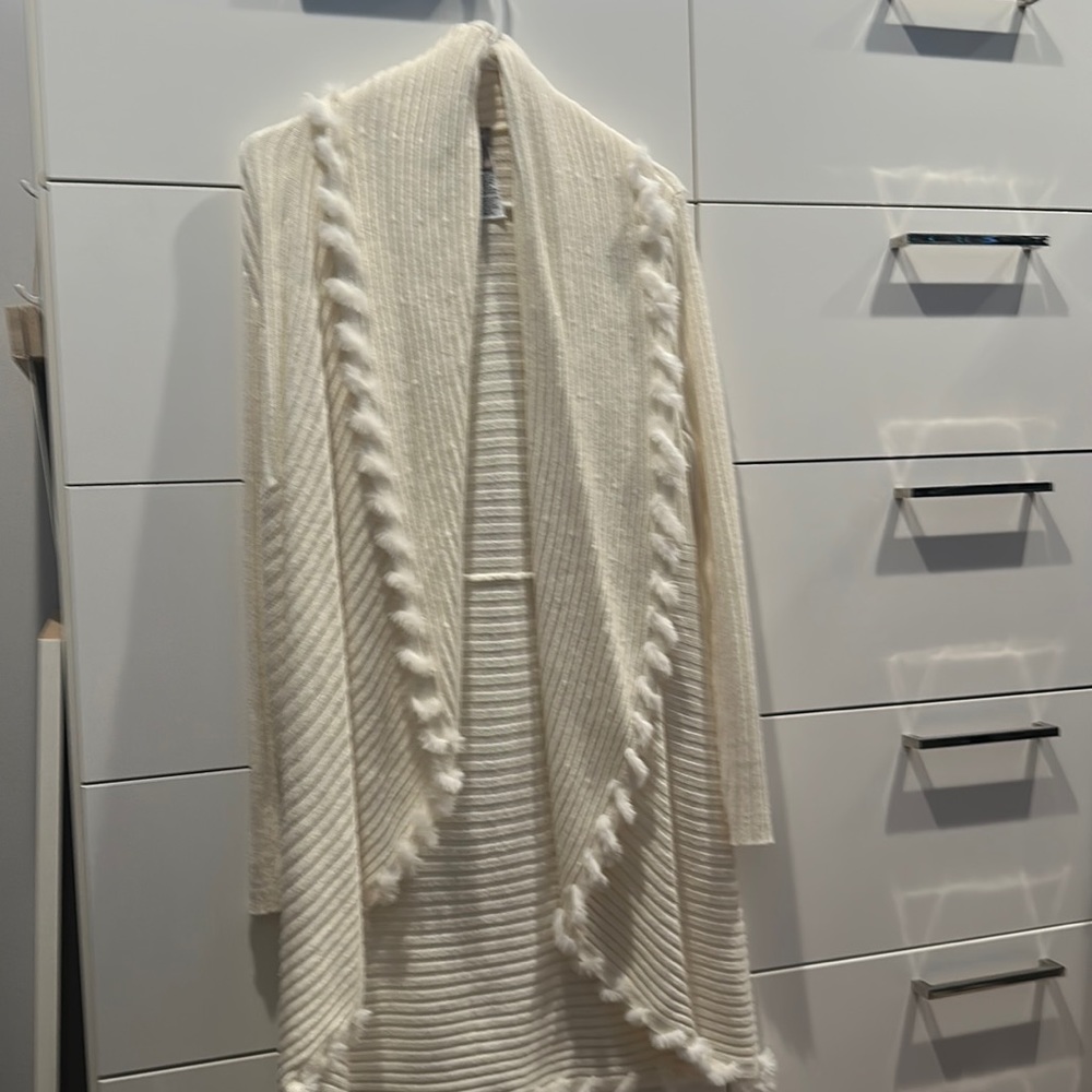 Chico’s cream long cardigan size 1